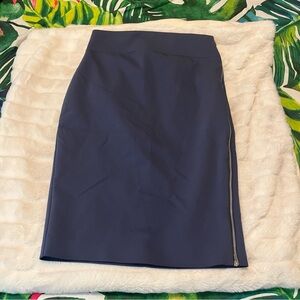 Express XS/2 Deep Blue Grey  Side Zip Accent Preppy Party Date Night Midi Skirt